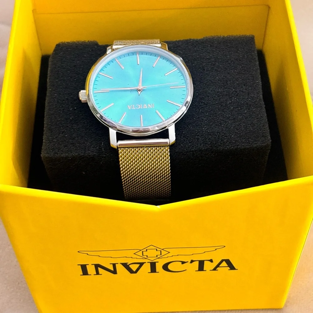 Invicta Ladies Silver Mesh Watch with Blue Dial